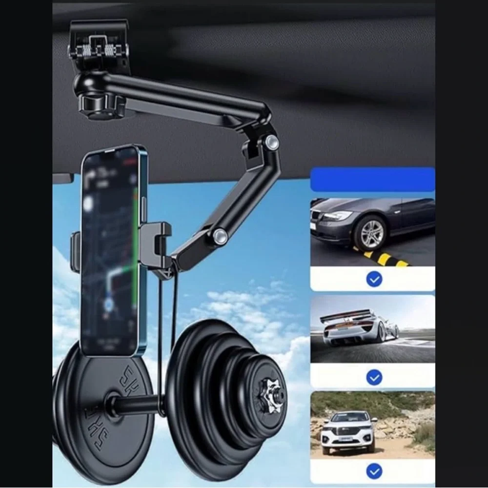 New Black 360° Rotatable Sun Visor Phone Mount Holder for Car
